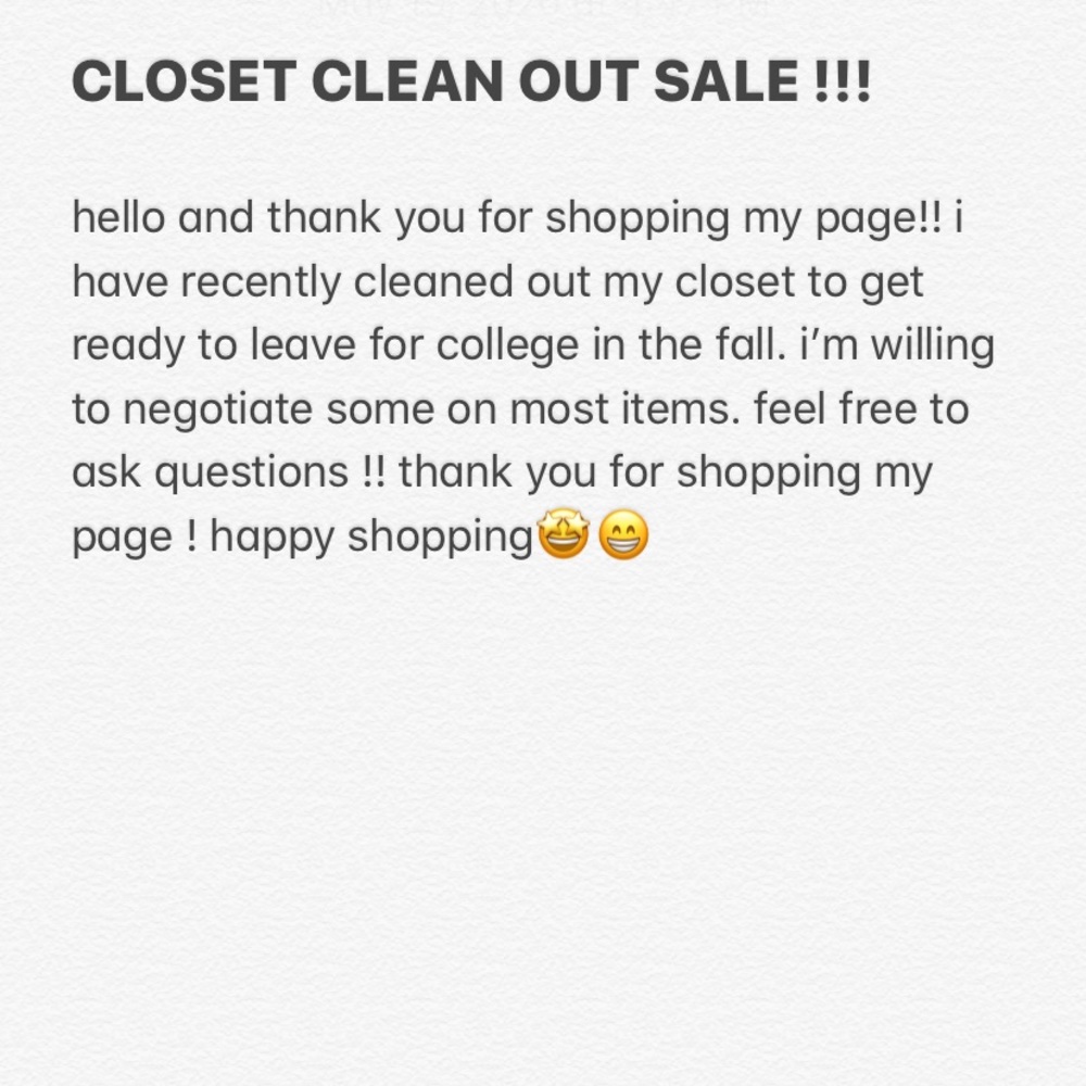 CLOSET CLEAN OUT SALE !!!!!!!!!!!